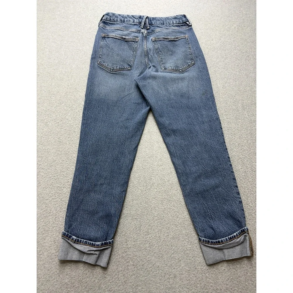 Good American Weekender Cuffed Jeans Womens 26x24.5 Blue Mid Rise Straight